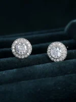 Kolczyki Cyrkonie Imitacja Diamentów w kolorze srebrnym 0.9cm