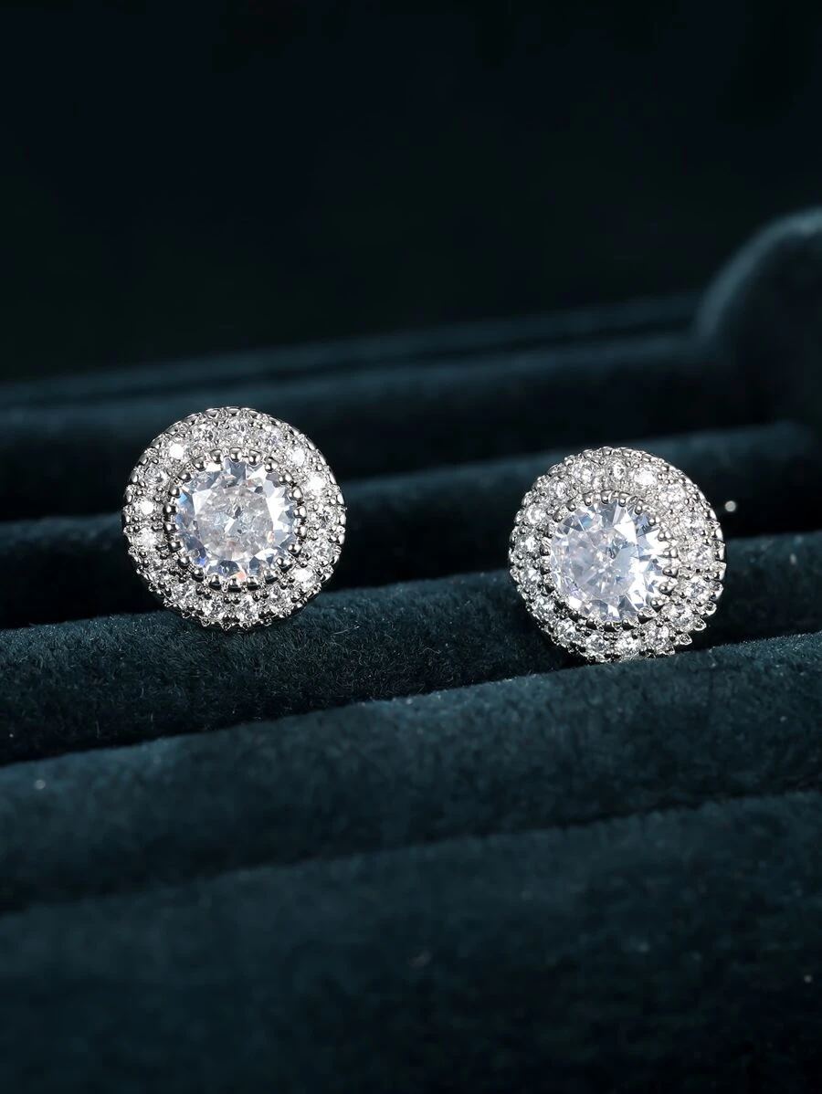 bogato-zdobione-kolczyki-pelne-cyrkonii-i-diamentow-stal-nierdzewna-kolor-srebrny-1 Kolczyki Cyrkonie Imitacja Diamentów w kolorze srebrnym 0.9cm - obrazek 1