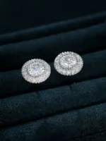 Kolczyki Cyrkonie Imitacja Diamentów w kolorze srebrnym 0.9cm - obrazek 2