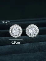 Kolczyki Cyrkonie Imitacja Diamentów w kolorze srebrnym 0.9cm - obrazek 4