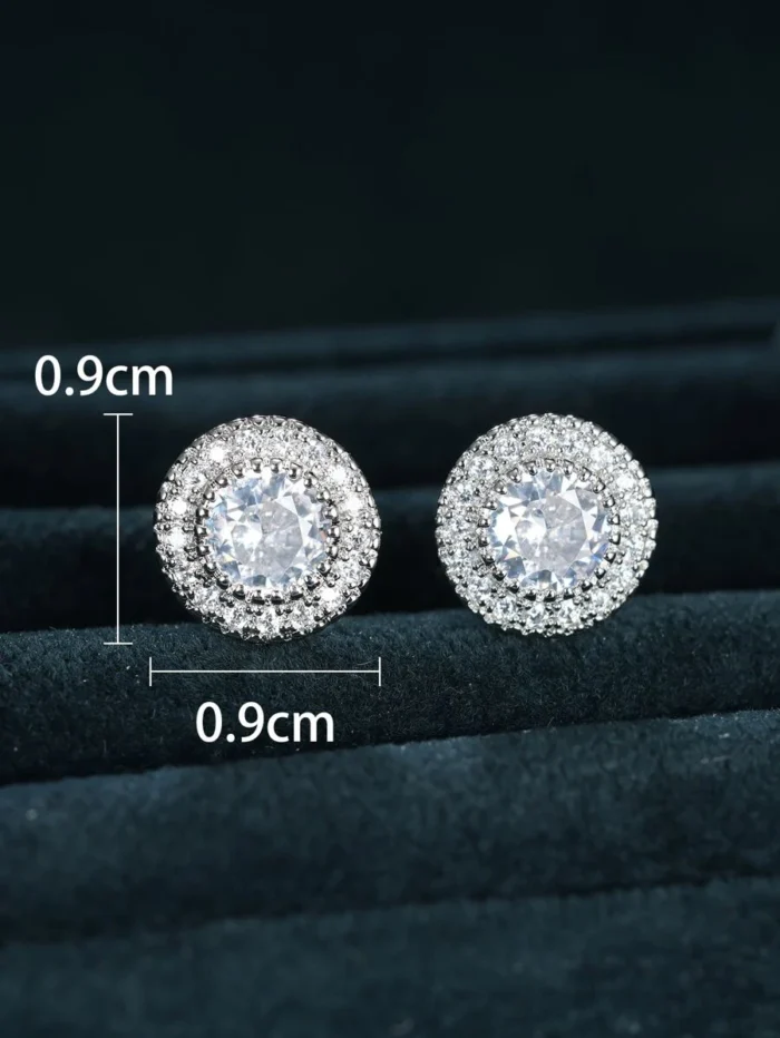 Kolczyki Cyrkonie Imitacja Diamentów w kolorze srebrnym 0.9cm - obrazek 4